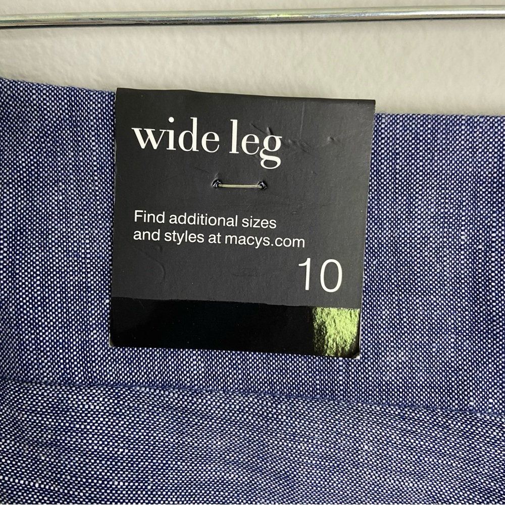 🆕 NWT Alfani Size 10 Linen Blend Wide Leg Blue Pants - Picture 9 of 11